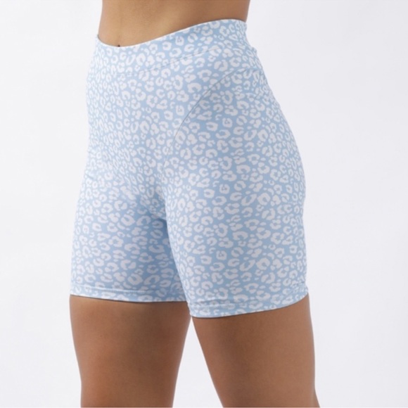 adam selman sport Pants - Adam Selman Sport Blue Leopard Print Shorts French cut high rise size medium